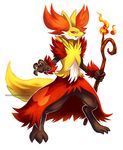  delphox fire haychel nintendo plain_background pok&#233;mon pok&eacute;mon red_eyes solo video_games white_background 