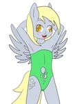  anthro anthrofied camel_toe derpy_hooves_(mlp) female friendship_is_magic my_little_pony navel plain_background simple_background solo white_background wings young 