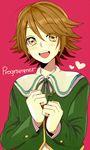  bad_id bad_pixiv_id brown_eyes brown_hair danganronpa danganronpa_1 fujisaki_chihiro heart lowres male_focus otoko_no_ko smile solo uemura 