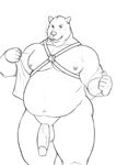  anthro balls bear biceps big_muscles big_penis chubby cigar ear_piercing erection fur harness looking_at_viewer male mammal musclegut muscles nipple_piercing nipples nude pecs penis piercing plain_background pose sabbern sketch solo standing undressing vamplust 