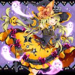  blonde_hair ghost gloves halloween hat jack-o'-lantern original ririkuto solo witch_hat yellow_eyes 