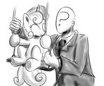  2013 anonymous black_and_white clothing duo equine eyes_closed female feral friendship_is_magic hair hands happy high-roller2108 horn horse human male monochrome my_little_pony pony smile suit sweetie_belle_(mlp) swing unicorn 