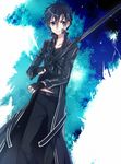  black_eyes black_hair fingerless_gloves gloves jianmo_sl kirito male_focus sword sword_art_online weapon 