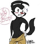  animaniacs anthro black_eyes blush clenched_teeth clothing dialog english_text gloves looking_at_viewer male open_mouth pants pinup pose red_nose reeheehee solo teeth text undressing wide_hips yakko_warner 