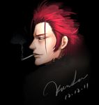  artist_name cigarette dated k_(anime) kunlu male_focus profile red_hair signature smoking solo suou_mikoto_(k) 