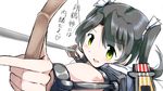  :d arrow bow_(weapon) green_eyes green_hair japanese_clothes kantai_collection keep_this_a_secret_from_everyone_in_class mahou_shoujo_madoka_magica open_mouth parody smile solo source_quote_parody translated tsukui_kachou twintails v-shaped_eyebrows weapon zuikaku_(kantai_collection) 