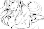 breasts fate/stay_night fate_(series) fue_(rhomphair) greyscale hair_ribbon large_breasts long_hair matou_sakura monochrome ribbon solo 