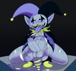  anal anal_penetration anus balls bottomless butt clothed clothing cum cum_on_penis cum_on_tongue deltarune dildo erection hat headgear hi_res humanoid humanoid_penis imp jester jevil_(deltarune) legwear looking_pleasured male not_furry not_safe_for_reality orgasm orgasm_face pecs penetration penis pointy_ears presenting presenting_penis sex_toy sharp_teeth shirt smile socks solo spread_legs spreading teeth tongue tongue_out uncut video_games 