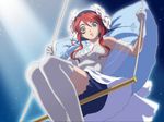  blurry gemini_sunrise ponytail sakura_taisen sakura_taisen_v solo swinging 