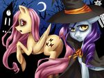  cape clock_tower cutie_mark duo equine fangs female feral flutterbat_(mlp) fluttershy_(mlp) friendship_is_magic fur hair halloween hat holidays horn horse long_hair looking_at_viewer looking_back mammal moon my-magic-dream my_little_pony night open_mouth outside pegasus pony purple_hair rarity_(mlp) red_eyes sky smile stars unicorn vampire white_fur wings witch_hat yellow_eyes 
