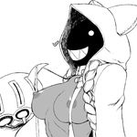  animal_hood blazblue braid breasts cat_hood claws dark_skin gloves greyscale grin hood hoodie large_breasts long_hair monochrome nipples paw_gloves paws sharp_teeth smile solo suspenders suspenders_pull taokaka teeth tsukudani_(coke-buta) twin_braids 