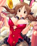 :o animal_ears artist_request bow bowtie breasts brown_eyes brown_hair bunny_ears bunny_tail bunnysuit fishnet_pantyhose fishnets idolmaster idolmaster_cinderella_girls jewelry large_breasts necklace official_art open_mouth pantyhose popped_button tail totoki_airi twintails wardrobe_malfunction 