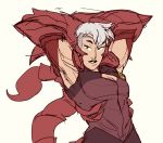  animal_humanoid arachnid arachnid_humanoid arthropod arthropod_humanoid breasts female hair hi_res humanoid needmorekimchi pincers princesses_of_power red_tail scorpia_(she-ra) scorpion scorpion_humanoid simple_background solo stretching white_background white_hair 