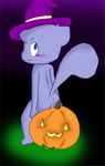  anus balls blue_fur butt halloween hat holidays male nude presenting pumpkin raised_tail smile 