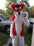  canine fox fur_suit male pawpads red_fur solo white_fur 