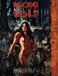  anthro black_hair blue_eyes bracelet canine cover ear_piercing english_text female fur glowing glowing_eyes grey_fur hair jewelry mammal naturally_censored nude piercing red_eyes text tree white_wolf_publishing wolf world_of_darkness 