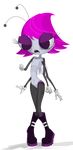  arthropod female flat_chested fly freckles gloves hair insect maggie_pesky multi_limb no_nipples open_mouth pink_hair purple_eyes purple_hair shoes the_buzz_on_maggie unknown_artist wide_hips 