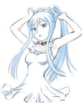  aoki_hagane_no_arpeggio armpits arms_up blue_eyes blue_hair choker dress long_hair personification ponytail sidelocks solo takao_(aoki_hagane_no_arpeggio) ueyama_michirou 