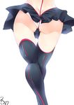  ass ass_focus bad_id bad_pixiv_id black_legwear close-up crossed_legs dimples_of_venus fat_mons kill_la_kill matoi_ryuuko noto_kurumi panties partially_visible_vulva simple_background skirt solo standing thigh_gap thighhighs thighs underwear watson_cross white_background white_panties 