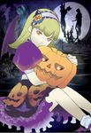  alice_(megami_tensei) bangs belial_(megami_tensei) blonde_hair blue_dress castle demon_wings devil_summoner devil_survivor_2 dress full_moon hair_ribbon hairband halloween lolita_hairband megami_ibunroku_devil_survivor megami_tensei moon nebiros_(megami_tensei) night persona puffy_short_sleeves puffy_sleeves pumpkin pyro_jack red_eyes ribbon shin_megami_tensei short_sleeves solo wings 