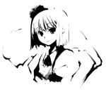  ascot bob_cut expressionless greyscale hitodama konpaku_youmu konpaku_youmu_(ghost) looking_at_viewer monochrome shirt short_hair simple_background solo touhou travo upper_body vest 