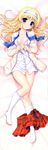  absurdres bekkankou blonde_hair blue_eyes blush bra breasts daitoshokan_no_hitsujikai dakimakura full_body headband highres huge_filesize legs long_hair lying on_back open_bra open_clothes open_shirt panties panty_pull pink_background pink_bra pink_panties plaid plaid_skirt scan shirt skirt skirt_around_one_leg small_breasts socks solo suzuki_kana sweater_vest underwear white_legwear 