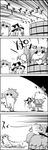  4koma bucket cirno comic detached_wings greyscale hat highres ice ice_wings kirisame_marisa kisume monochrome no_humans slapping sliding sparkle steam tani_takeshi touhou translated trembling wings witch_hat yukkuri_shiteitte_ne 