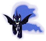  absurd_res absurdly_absurd_res alpha_channel armor blue_eyes cat_eyes equine fangs female feral friendship_is_magic helmet hi_res horn horse looking_at_viewer mammal moon my_little_pony nightmare_moon_(mlp) plain_background pony slit_pupils solo sparkles transparent_background up1ter winged_unicorn wings 