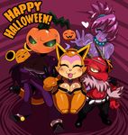  &lt;3 2013 anthro big_breasts blush breasts cat cleavage clothed clothing cute demon feline female group halloween holidays imp male mammal mouse pumpkin rodent smile sssonic2 tongue tongue_out 