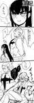  2boys a10ta_(takahasi) bad_id bad_pixiv_id black_hair comic earrings gamagoori_ira greyscale height_difference highres jewelry kill_la_kill kiryuuin_satsuki long_hair monochrome multiple_boys sanageyama_uzu school_uniform short_hair spikes translated uniform 