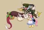  alice_(wonderland) alice_in_wonderland alice_liddell angel_(mlp) antler antlers bow bow_tie clothing crossover cup discord_(mlp) draconequus dress equine female feral fluttershy_(mlp) friendship_is_magic fur green_eyes hair hat horn horse lagomorph long_hair mad_hatter male mammal my_little_pony pegasus pink_hair plain_background pony rabbit red_eyes smile suit tea teapot top_hat wet white_rabbit wings yellow_fur 