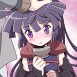  akatsuki_(log_horizon) blush detached_sleeves log_horizon long_hair petting purple_eyes purple_hair yazwo 