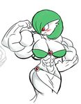  bra breasts female gardevoir green_hair hair muscles nintendo pok&#233;mon pok&eacute;mon red_eyes underwear video_games white_skin 