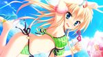  asahina_shin blonde_hair blue_eyes game_cg glasses hontani_kanae karumaruka_circle long_hair swimsuit water 