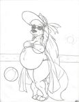  beach beach_ball big_belly big_breasts black_and_white breasts canine chubby disgusted disgusted_look eyewear female grandma granny hair hat huge_belly huge_breasts incest? long_hair mammal monochrome pregnant seaside sketch solo sunglasses swimsuit wad wolf 