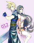  alternate_costume cloud_strife dissidia_012_final_fantasy dissidia_final_fantasy final_fantasy final_fantasy_vii fingerless_gloves gloves long_hair tifa_lockhart 