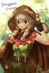  bad_id bad_pixiv_id braid brown_eyes dragon's_crown elf_(dragon's_crown) gloves highres hood long_hair pointy_ears smile solo squirrel twin_braids white_hair yun_(bonopati) 