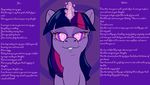 equine female feral friendship_is_magic fur hair horn horse hypnosis looking_at_viewer magic mammal manip mind_control multi-colored_hair my_little_pony plsgts pony portrait purple_eyes purple_fur smile solo twilight_sparkle_(mlp) unicorn wall_of_text winged_unicorn wings 