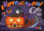  alternate_color blue_eyes blue_hair frills halloween head_fins jack-o'-lantern jewelry mermaid monster_girl solo sonjow4 touhou wakasagihime 