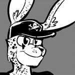  black_hat black_hate bladk_and_white eyewear feline glasses invalid_tag jolly_roger jonas lagomorph leopard male mammal monochrome monocromatic pirate rabbit saint_john skull_and_crossbones smirk snow_leopard st._john 