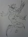  aquatic dragon female fish forgemaster18 hindpaw hybrid lovecraftian marine paws pussy shark soles traditional_drawing transformation webbed_feet webbed_hands webbed_toes what_has_science_done 
