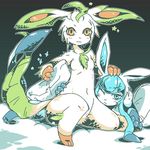  anthro blue_eyes breasts eeveelution female fur glaceon leafeon looking_at_viewer moyamoya_kuroi nintendo pok&#233;mon pok&eacute;mon video_games 