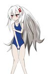  1girl attouteki_yuugi_mugen_souls bellaria blush long_hair ponytail red_eyes swimsuit white_hair 