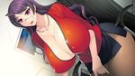  1girl bakunyuu_inran_katei_kyoushi breasts cleavage cum cum_on_body cum_on_breasts cum_on_upper_body erectlip facial gigantic_breasts glasses jewelry lips necklace purple_eyes purple_hair solo takahashi_record 