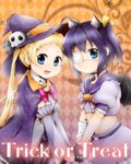  animal_ears bad_id bad_pixiv_id bandages black_hair blonde_hair blue_eyes cat_ears chuunibyou_demo_koi_ga_shitai! dekomori_sanae detached_sleeves eyepatch halloween hat kaina long_hair multiple_girls one_side_up short_hair takanashi_rikka twintails witch_hat 