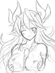  1girl breasts censored cleavage cum female hair hera_(p&amp;d) large_breasts long_hair nipples paizuri penis puzzle_&amp;_dragons smile traditional un very_long_hair 