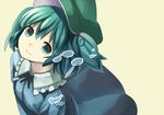  bad_id bad_pixiv_id bubble green_eyes green_hair hair_bobbles hair_ornament kawashiro_nitori orin_(mhux) pocket short_hair short_twintails simple_background smile solo touhou twintails two_side_up 