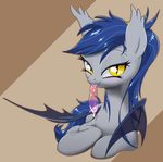  bat_pony bat_wings blue_hair condom condom_in_mouth cum equine fangs female feral fur grey_fur hair horse looking_at_viewer lying male mammal moonlight my_little_pony on_side original_character pegasus pony slit_pupils solo stoic5 thestral wings yellow_eyes 