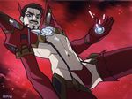  arc_reactor avengers bad_id bad_pixiv_id black_hair cosplay facial_hair grey_eyes iron_man junketsu kamui_(kill_la_kill) kill_la_kill kiryuuin_satsuki kiryuuin_satsuki_(cosplay) male_focus marvel midriff mustache parody reammara revealing_clothes signature solo tony_stark what 