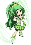  :p bike_shorts boots choker cure_march dress full_body green green_choker green_eyes green_hair green_shorts green_skirt kumataka long_hair magical_girl midorikawa_nao ponytail precure shorts shorts_under_skirt skirt smile smile_precure! solo tiara tongue tongue_out tri_tails wind 